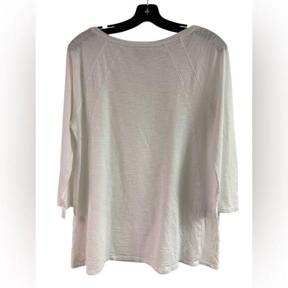 J Jill White Three Quarter Sleeve Tee Size S - Picture 2 of 6